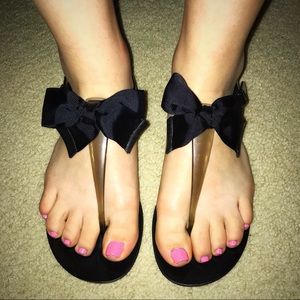 BCBG black ribbon / bow jelly sandals